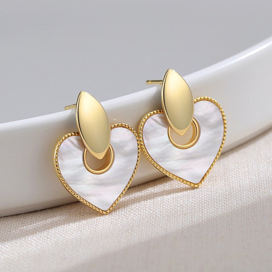 Evelyn - Pear Shell Love Finds You Love Heart Earrings Cute Gift for Her - Pearlorious Jewellery