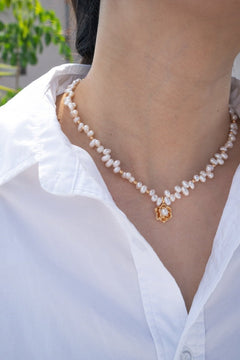 Evie - Camellia Pearl Necklace - Pearlorious Jewellery