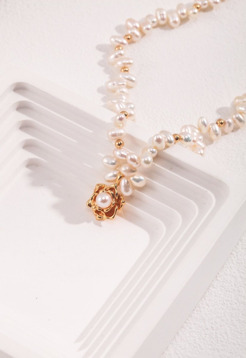 Evie - Camellia Pearl Necklace - Pearlorious Jewellery
