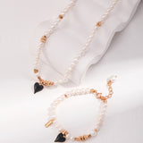 Evie - Heart Charm Pearl Necklace - Pearlorious Jewellery