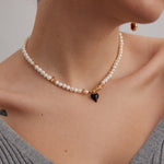 Evie - Heart Charm Pearl Necklace - Pearlorious Jewellery