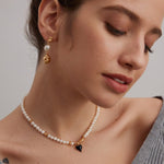 Evie - Heart Charm Pearl Necklace - Pearlorious Jewellery