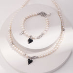 Evie - Heart Charm Pearl Necklace - Pearlorious Jewellery