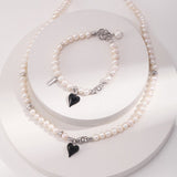 Evie - Heart Charm Pearl Necklace - Pearlorious Jewellery