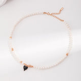 Evie - Heart Charm Pearl Necklace - Pearlorious Jewellery