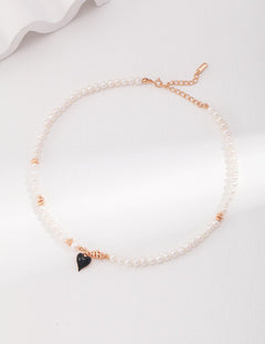 Evie - Heart Charm Pearl Necklace - Pearlorious Jewellery