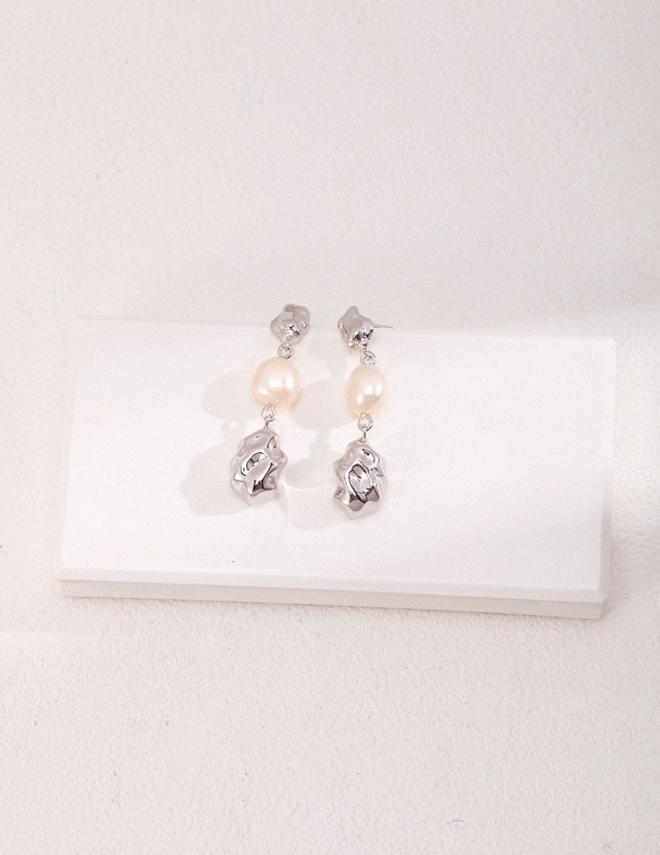 Evie - Sterling Silver and Pearl Drop Earrings - Pearlorious Jewellery