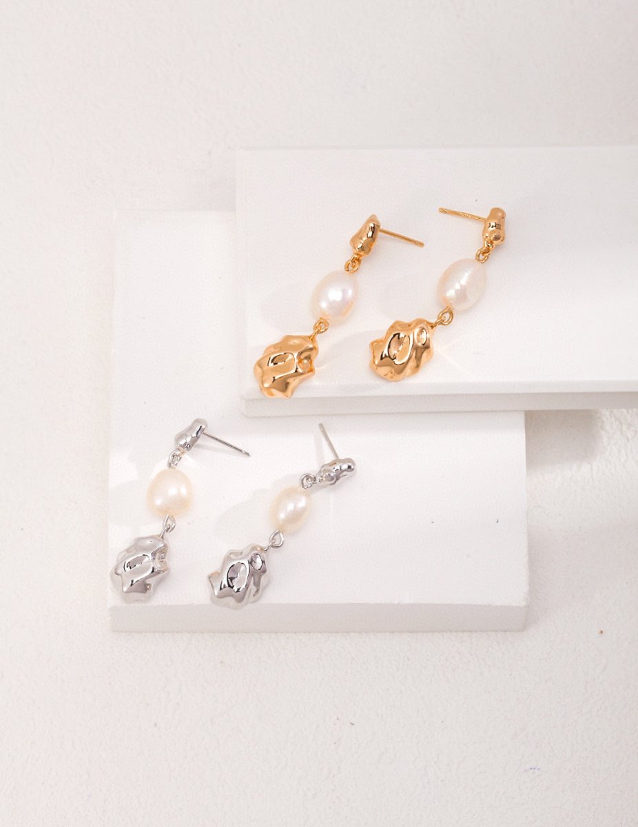 Evie - Sterling Silver and Pearl Drop Earrings - Pearlorious Jewellery