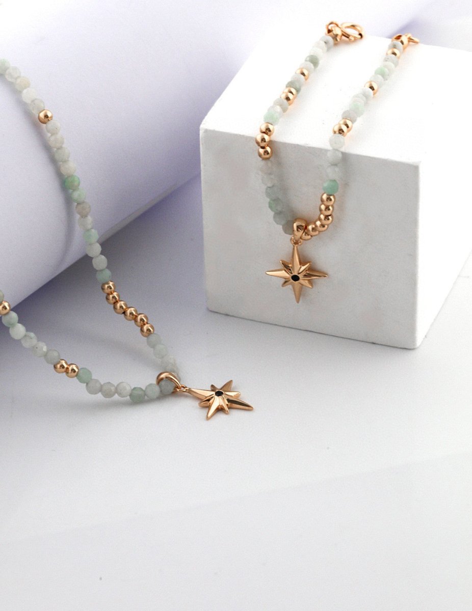 Florence - Natural Burmese Jade with a Starlight Pendant Bracelet - Pearlorious Jewellery