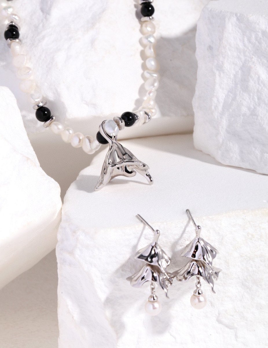 Freya - My Little Dress Sterling Silver and Freshwater Pearl Earrings - Pearlorious Jewellery