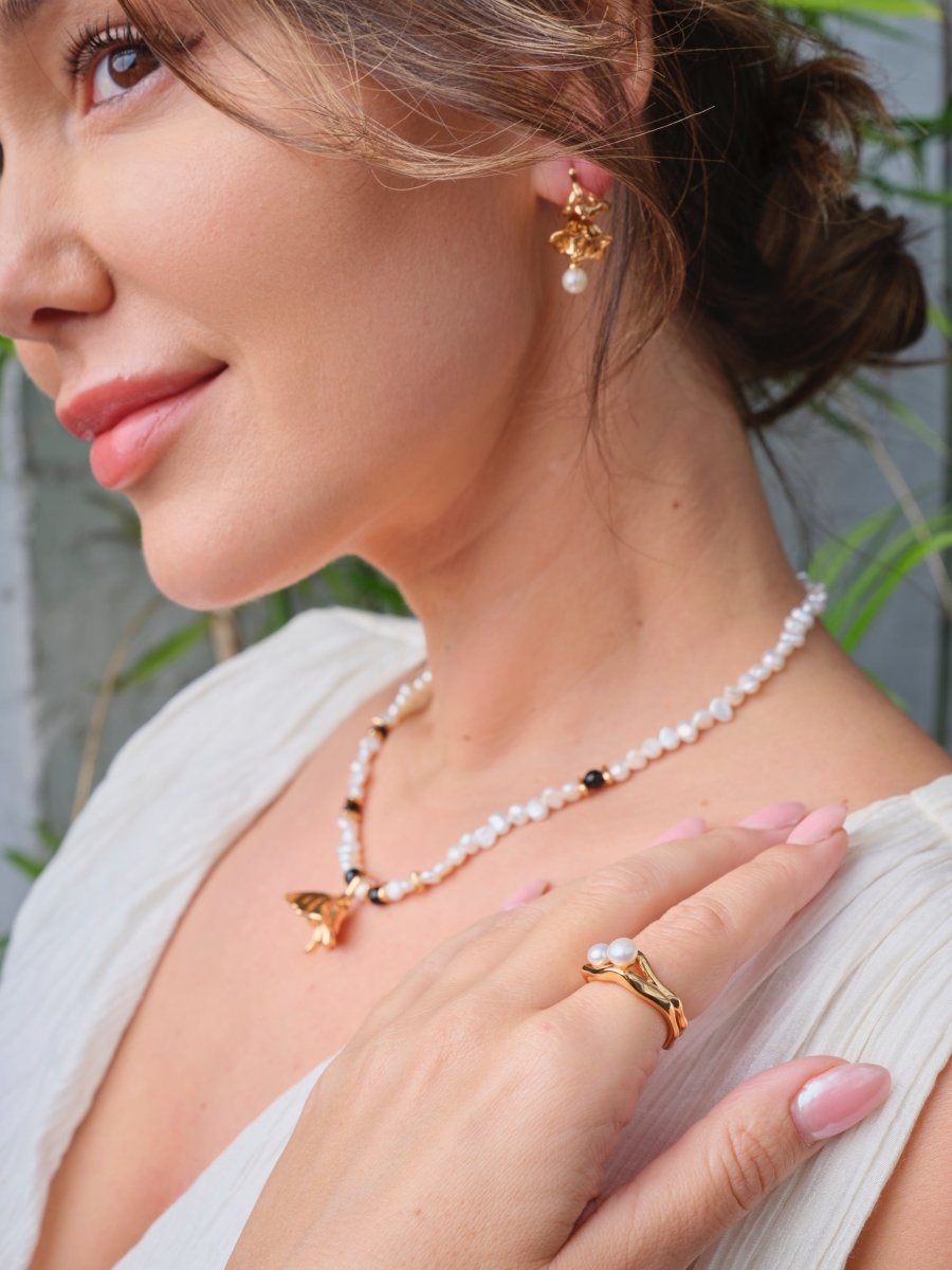 Freya - My Little Dress Sterling Silver and Freshwater Pearl Earrings - Pearlorious Jewellery