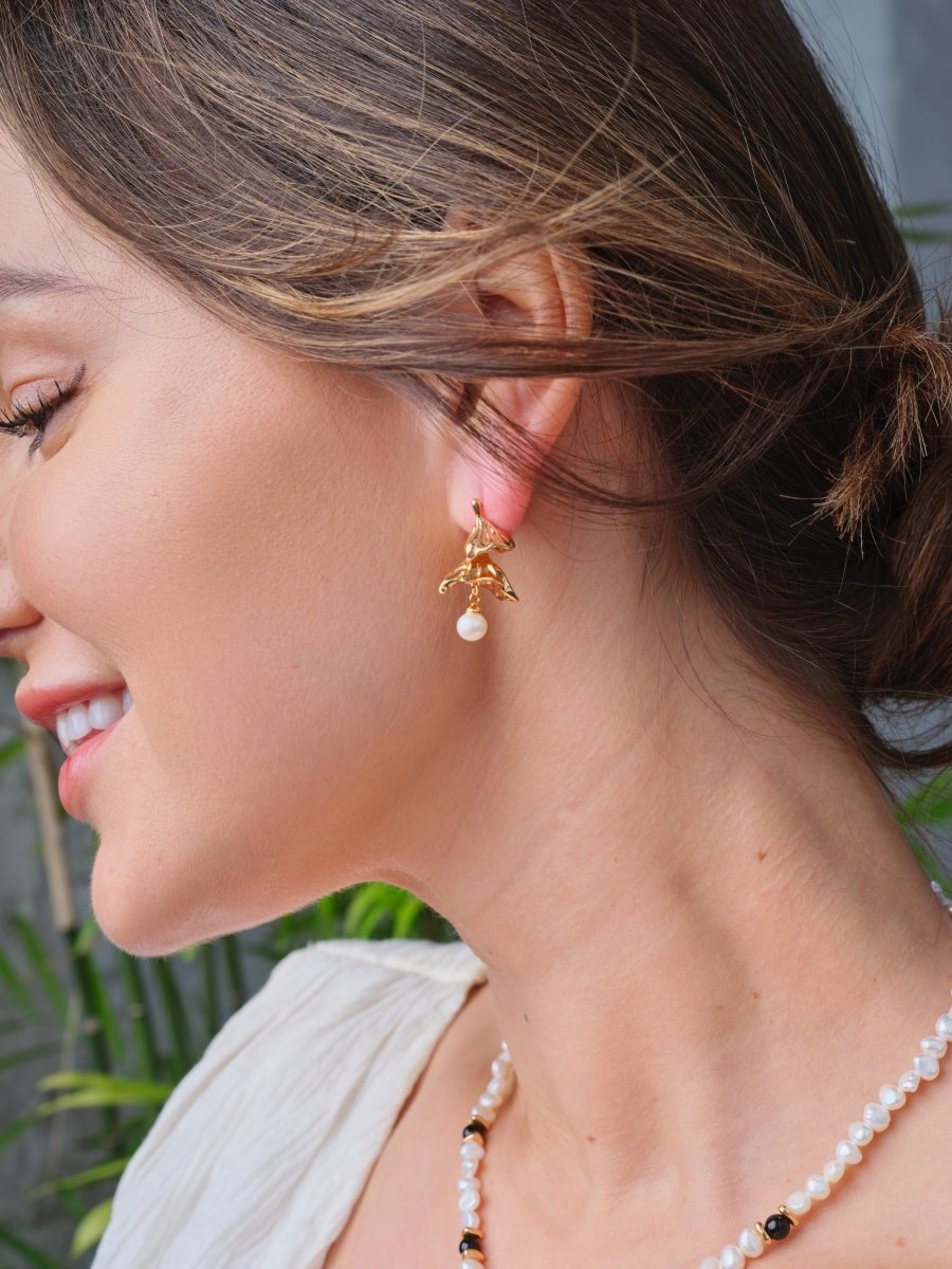 Freya - My Little Dress Sterling Silver and Freshwater Pearl Earrings - Pearlorious Jewellery