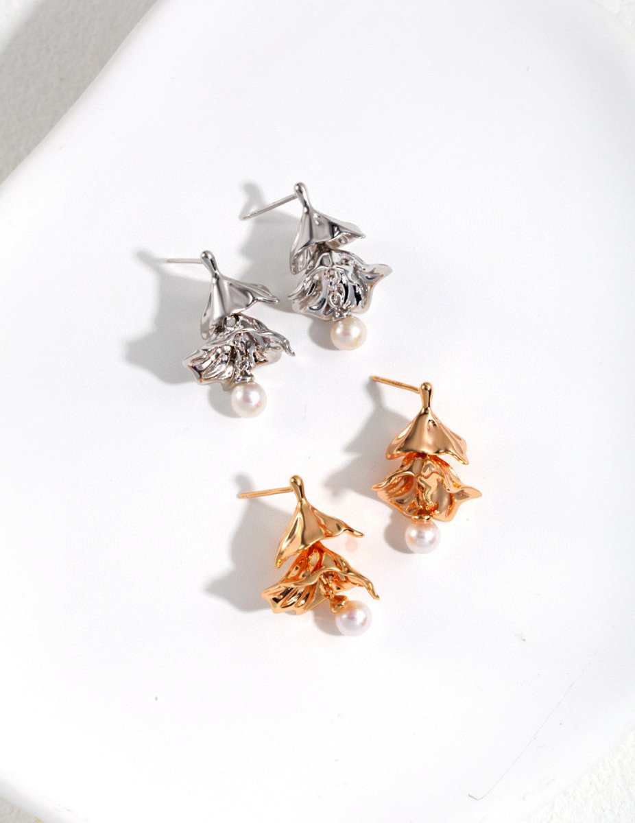 Freya - My Little Dress Sterling Silver and Freshwater Pearl Earrings - Pearlorious Jewellery