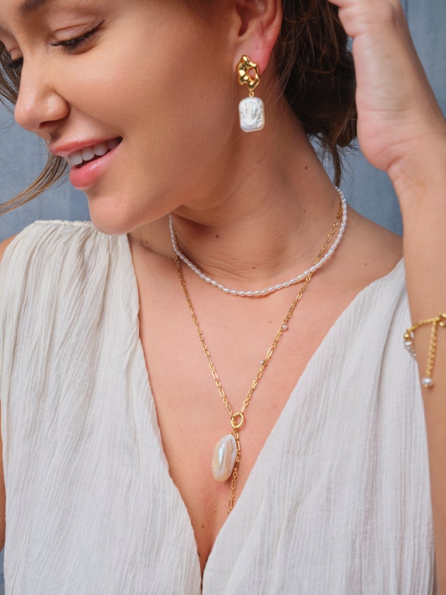 Gia - Irregular Baroque Pearl Earrings - Pearlorious Jewellery