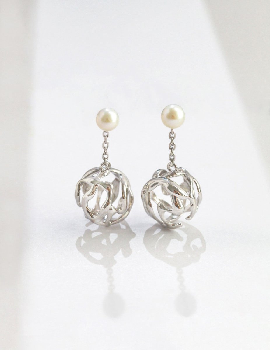 Gianna - Net Freshwater Pearl Earrings Best Gift for Her - Pearlorious Jewellery