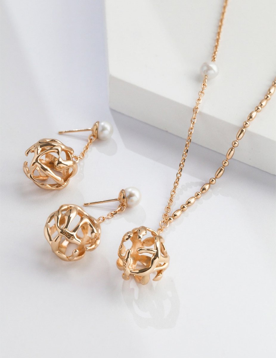 Gianna - Net Freshwater Pearl Earrings Best Gift for Her - Pearlorious Jewellery