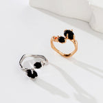 Hailey - One of a Kind Black Agate Stone Rings - Pearlorious Jewellery
