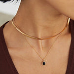 Hailey - Simple Sterling Silver Chain with Black Zircon Pendant Necklace - Pearlorious Jewellery