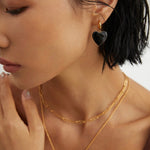 Hazel - Love Finds You - Black Love Heart Oil Spot Glaze Geomitric Earrings - Pearlorious Jewellery