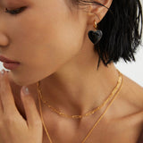 Hazel - Love Finds You - Black Love Heart Oil Spot Glaze Geomitric Earrings - Pearlorious Jewellery