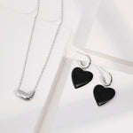 Hazel - Love Finds You - Black Love Heart Oil Spot Glaze Geomitric Earrings - Pearlorious Jewellery