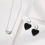 Hazel - Love Finds You - Black Love Heart Oil Spot Glaze Geomitric Earrings - Pearlorious Jewellery