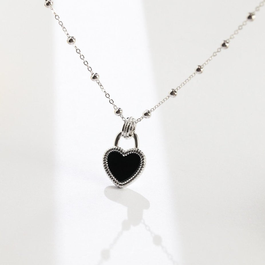 Hazel - Never in Love - Black Love Heart Pendant with Gold Vermeil Sterling Silver Necklace - Pearlorious Jewellery