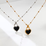 Hazel - Never in Love - Black Love Heart Pendant with Gold Vermeil Sterling Silver Necklace - Pearlorious Jewellery