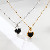 Hazel - Never in Love - Black Love Heart Pendant with Gold Vermeil Sterling Silver Necklace - Pearlorious Jewellery
