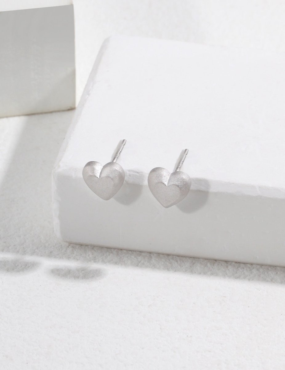 Ivy - Love Heart Stud Sterling Silver Earrings Best Gift for Her - Pearlorious Jewellery