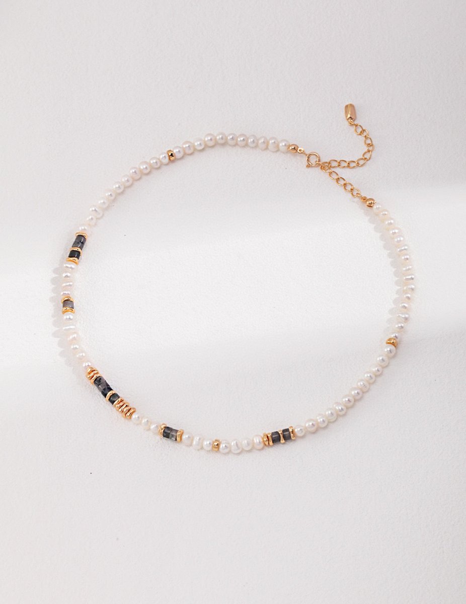 Jayden - Freshwater Pearl and Black Labradorite Necklace - Pearlorious Jewellery