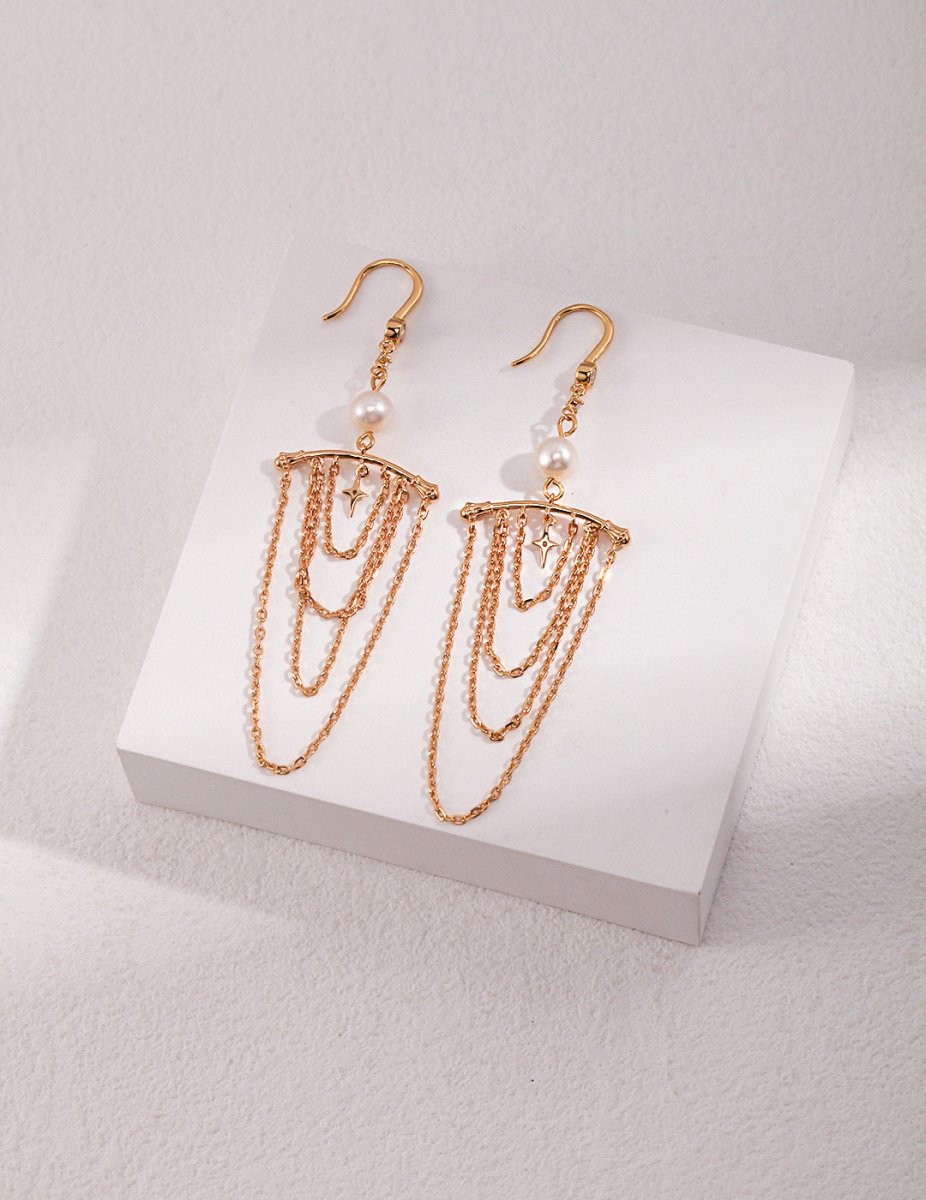 Jessica - Sterling Silver Chains Drop Earrings - Pearlorious Jewellery