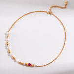 Khloe - Sterling Silver Freshwater Pearl and Pink Zircon Necklace - Pearlorious Jewellery