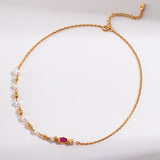Khloe - Sterling Silver Freshwater Pearl and Pink Zircon Necklace - Pearlorious Jewellery