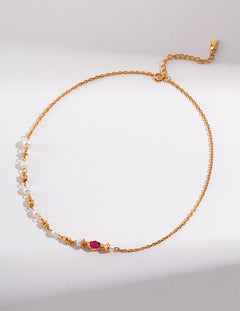 Khloe - Sterling Silver Freshwater Pearl and Pink Zircon Necklace - Pearlorious Jewellery