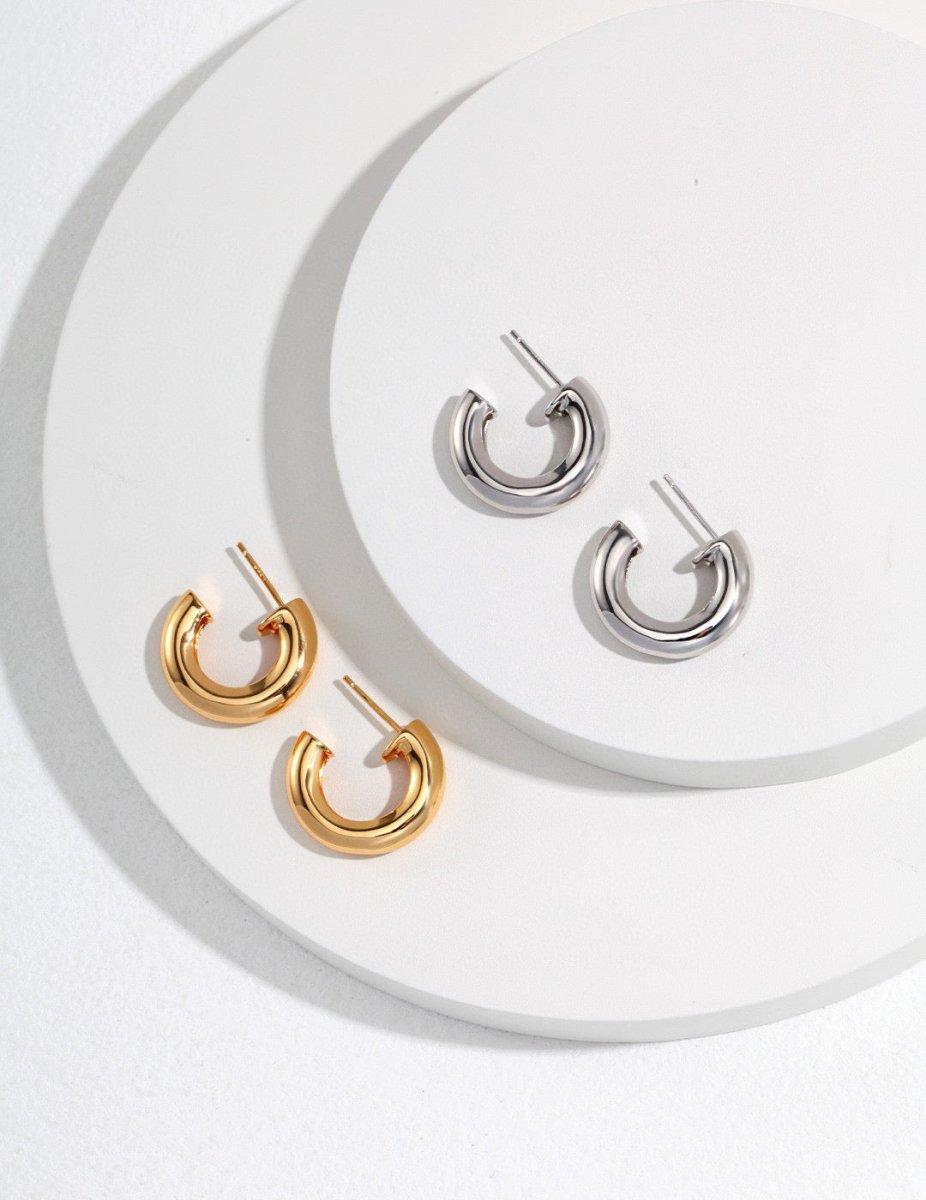 Laura - Minimalist Chunky Hoop Earrings - Pearlorious Jewellery