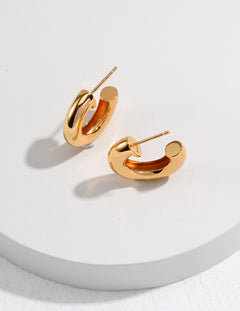 Laura - Minimalist Chunky Hoop Earrings - Pearlorious Jewellery
