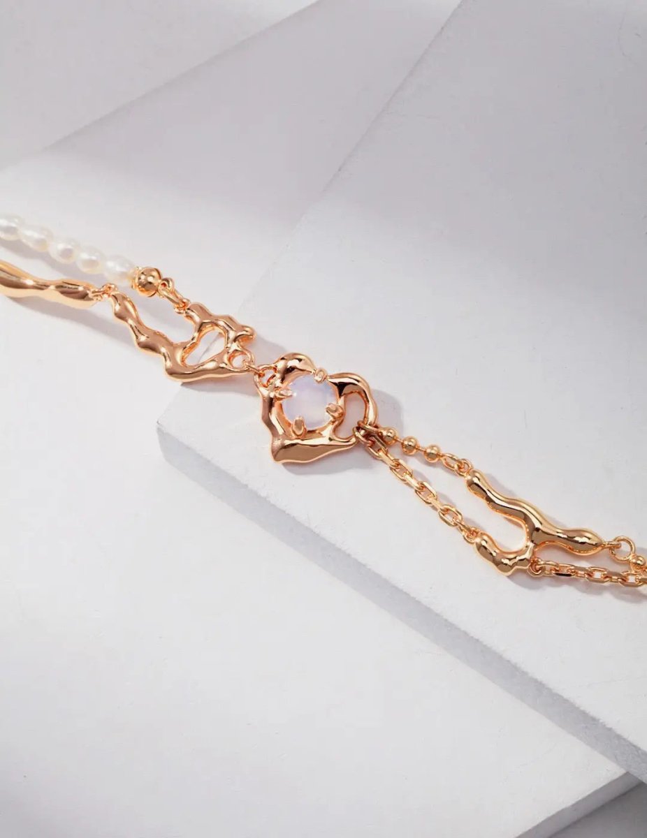 Lilian - Love Heart Opal Bracelet Sterling Silver Bracelet Best Gift for Girls - Pearlorious Jewellery