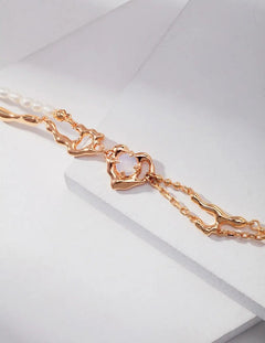 Lilian - Love Heart Opal Bracelet Sterling Silver Bracelet Best Gift for Girls - Pearlorious Jewellery