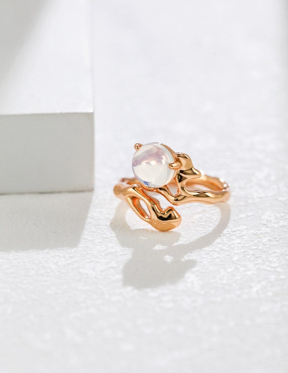 Lilian - Opal Rings October Birthstone Shinny Blue - Pearlorious Jewellery