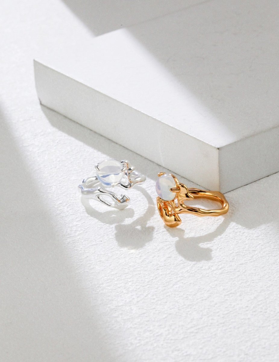 Lilian - Opal Rings October Birthstone Shinny Blue - Pearlorious Jewellery