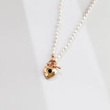 Lola - Love Heart Lock Freshwater Pearl Necklace - Pearlorious Jewellery