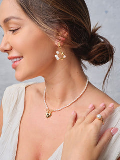 Lola - Love Heart Lock Freshwater Pearl Necklace - Pearlorious Jewellery