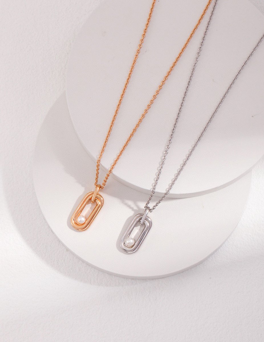 Luca - Letter O and Pearl Pendant Necklace Sterling Silver - Pearlorious Jewellery