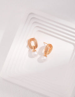 Luca - Letter O Sterling Silver and Pearl Drop Earrings - Pearlorious Jewellery