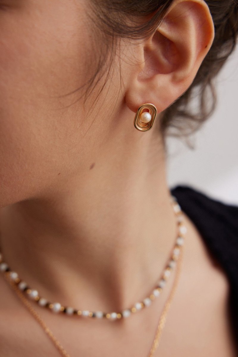 Luca - Sterling Silver and Pearl Stud Earrings - Pearlorious Jewellery