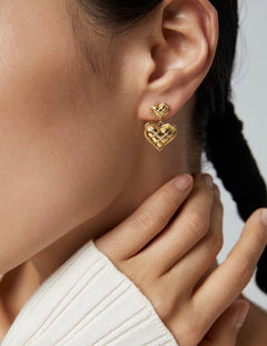 Lucia - Heart Drop Earrings - Pearlorious Jewellery