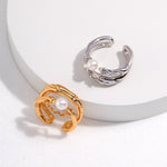 Luna - Stylish Pearl Rings with little chain trending rings - Pearlorious Jewellery