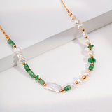 Maddie - Pearl Aventurine and Green Strawberry Quartz Necklace - Pearlorious Jewellery