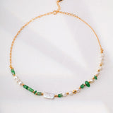 Maddie - Pearl Aventurine and Green Strawberry Quartz Necklace - Pearlorious Jewellery